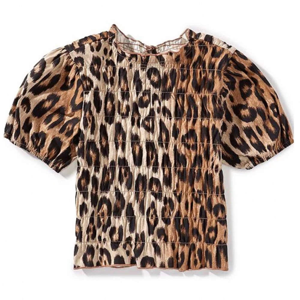 GB Girls "Sydney Cheetah print Scrunch short sleeve top" NWT